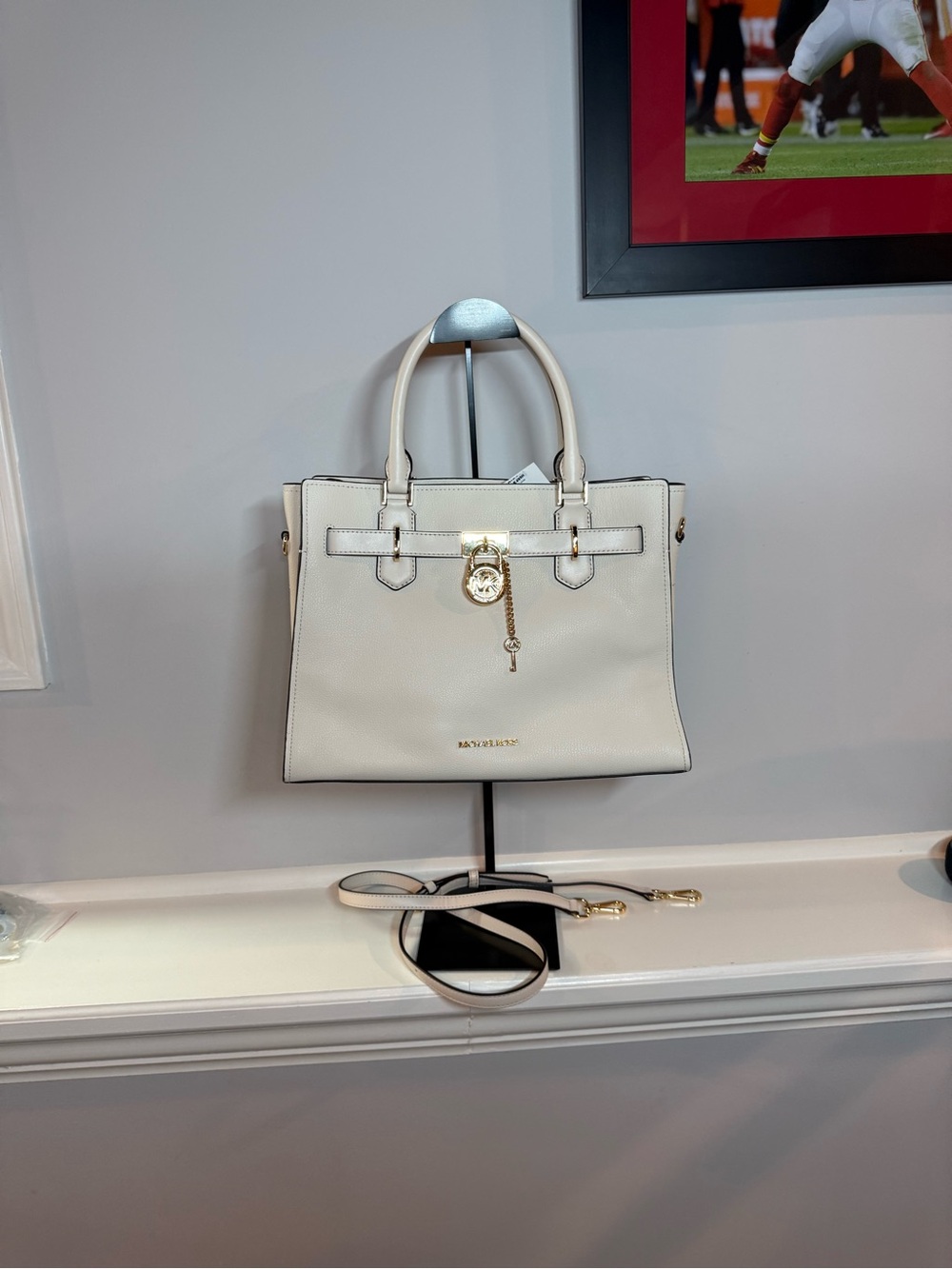 NWT Michael Kors Hamilton Medium Leather cream bag